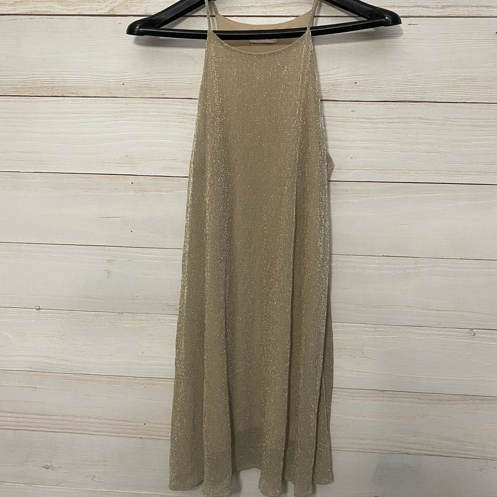 Millibon USA size Large gold shiny strap dress